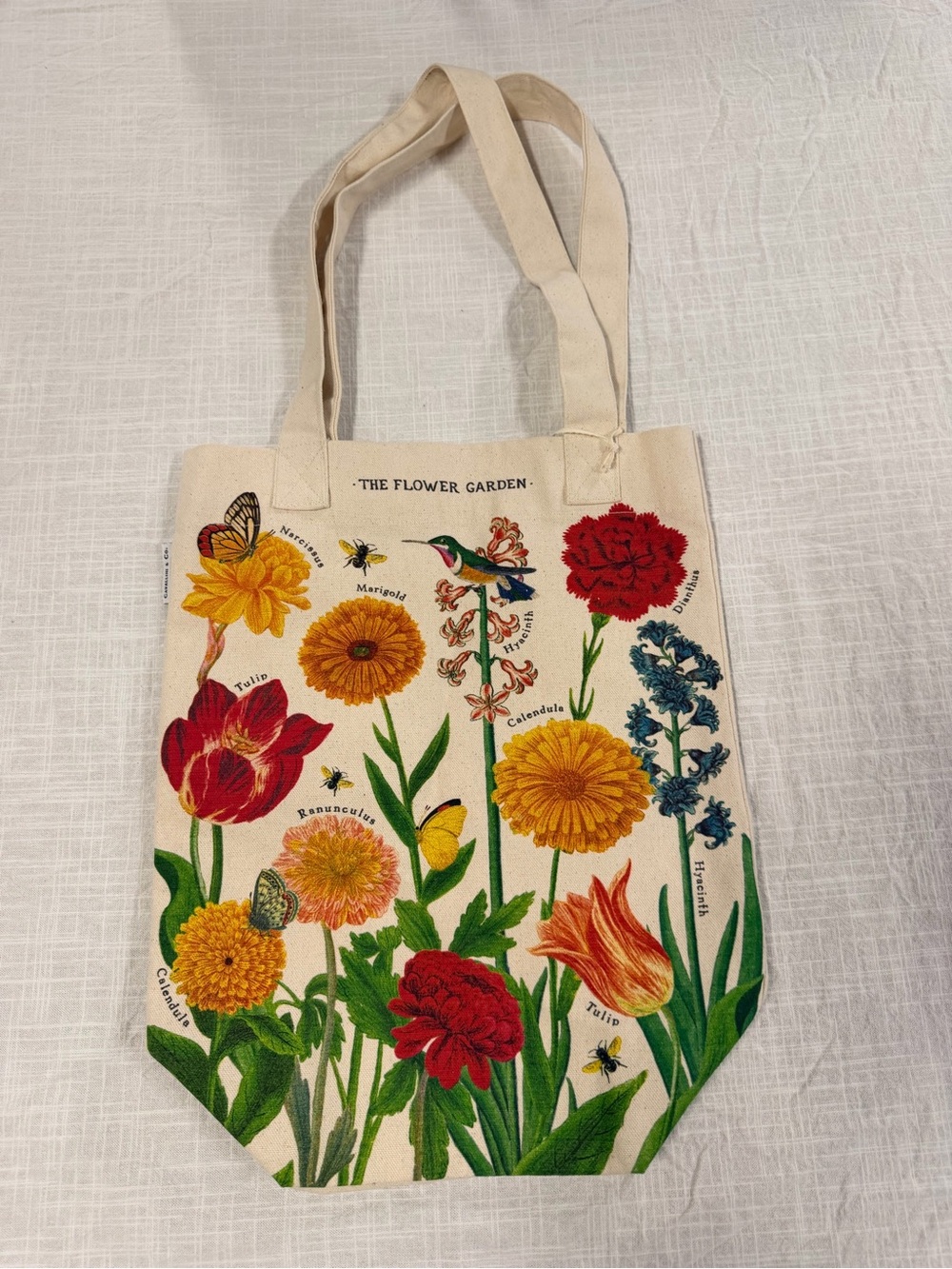 Canvas Flower Garden Tote Bag in Cream and Multi